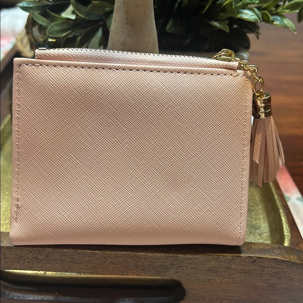 💥2/$10 Ladies Pink Wallet with Gold Heart Tassel Charm